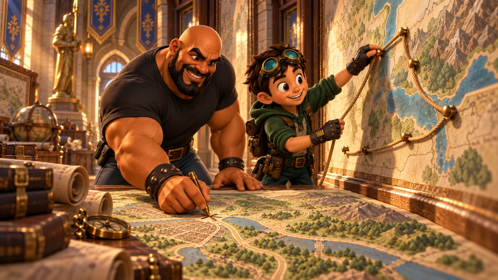 link fastens a reliable rope route onto a larger map without covering the map.
