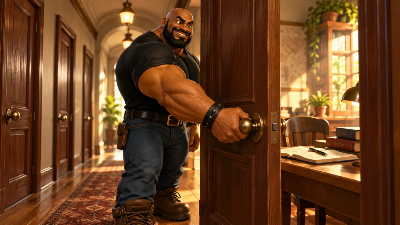 bruno opens a familiar door and finds the same handle shape waiting on the other side.